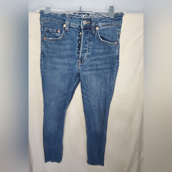 Pre-Loved Women H&M Skinny Ankle Hugh Waisted Blue Denim Jeans Size 25 - Picture 13 of 14